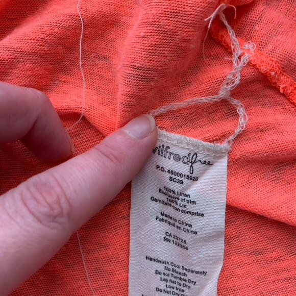 Aritzia Wilfred Free Tank Top Cropped Bright neon orange flowy Burnout Size XS - Picture 9 of 11